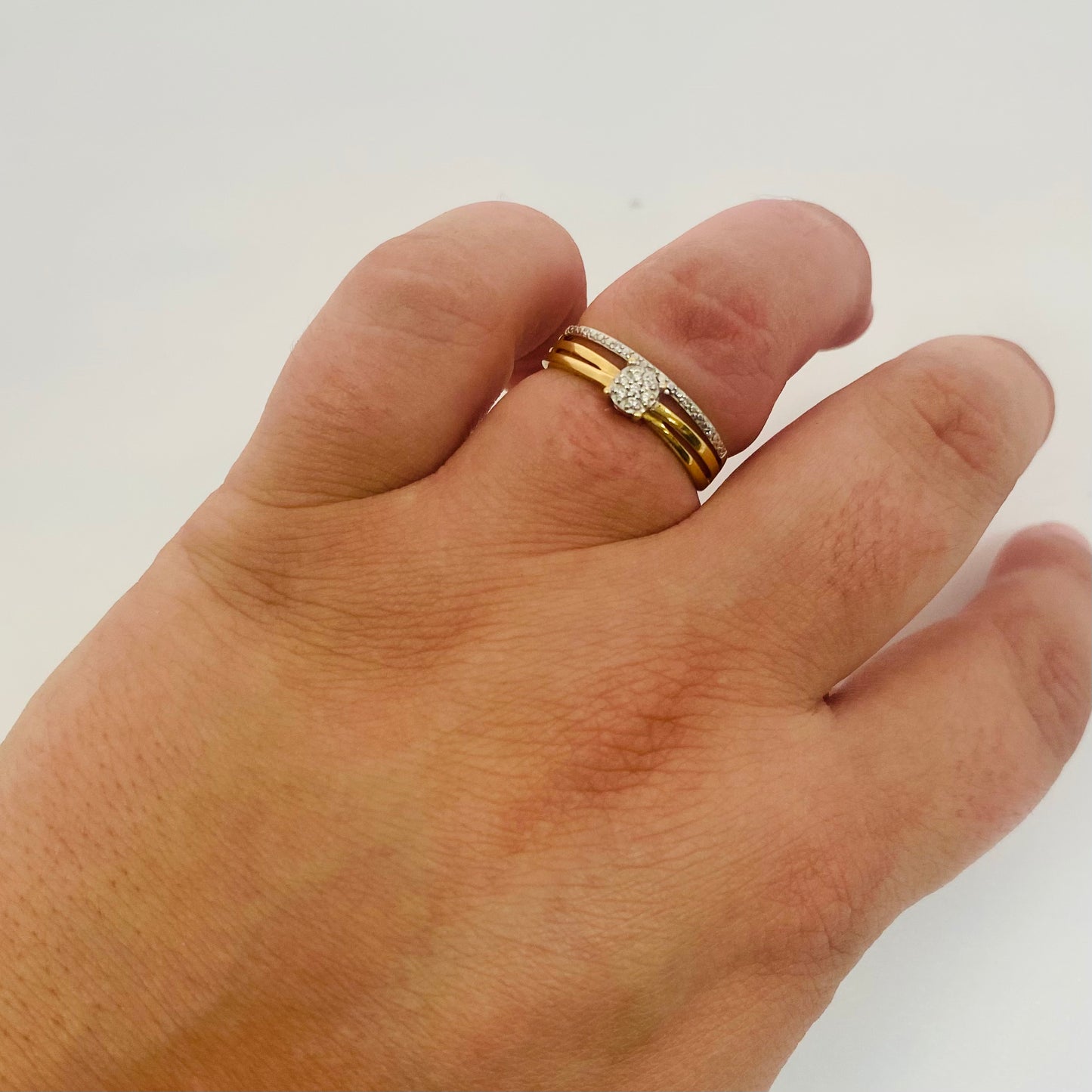 Bague Solitaire Or Jaune 18K avec Diamants T.53