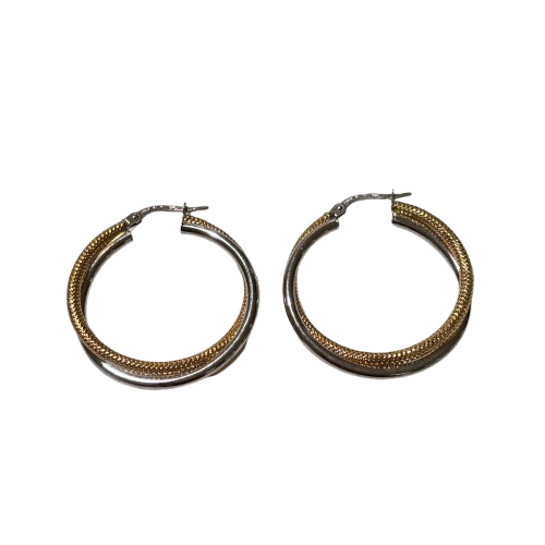 Boucles d'oreilles créoles en or jaune et blanc 18k - 4.34 Grs