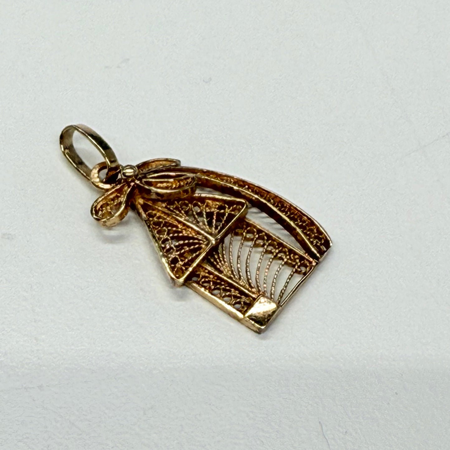 Pendentif Maison en Or Rose avec Palmier