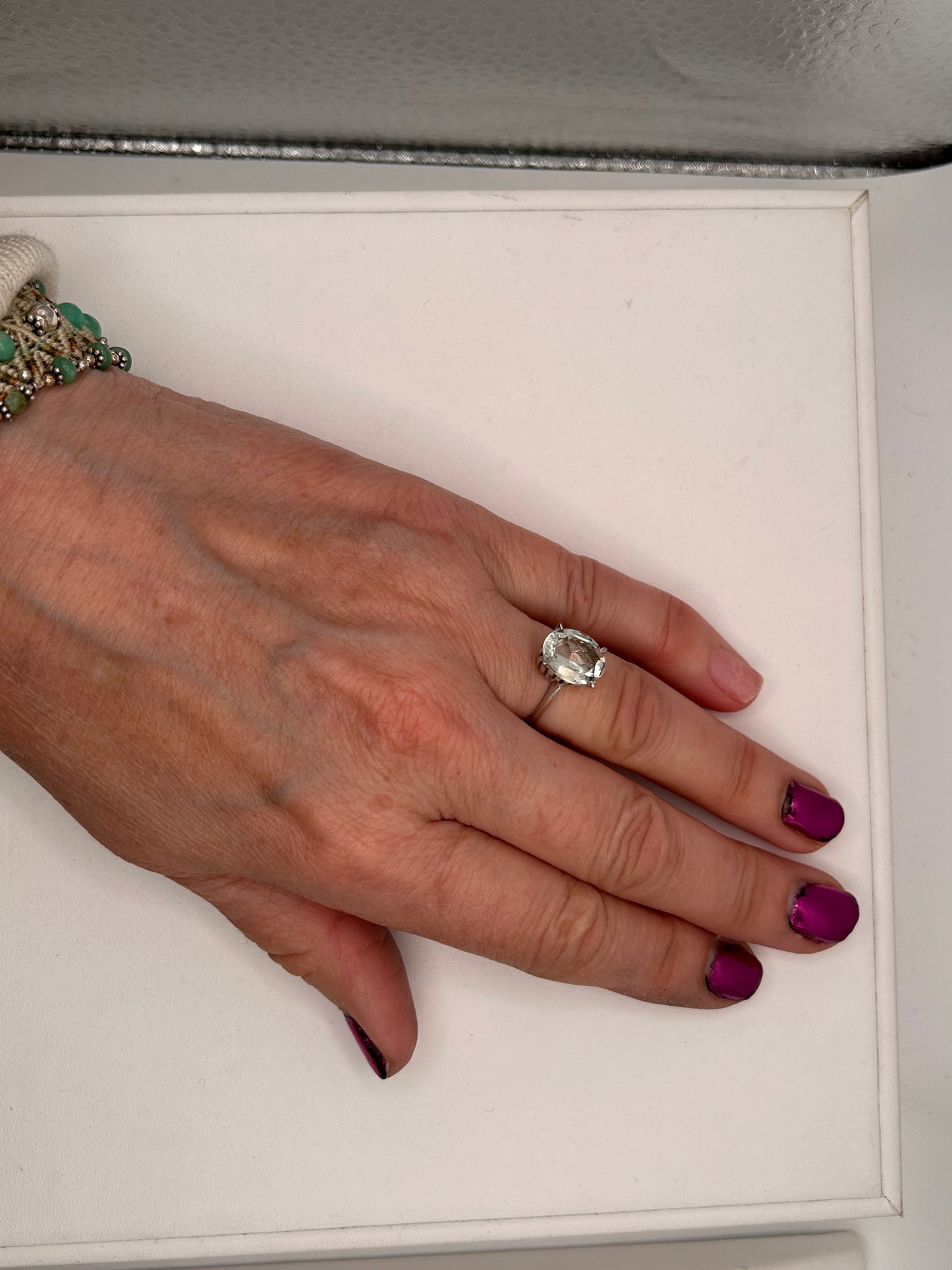 Bague Empierrée Aigue Marine Or Blanc 18K