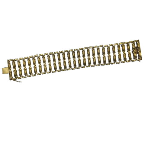 Bracelet Fantaisie Or Jaune 18K Gourmette Articulée 17.5cm