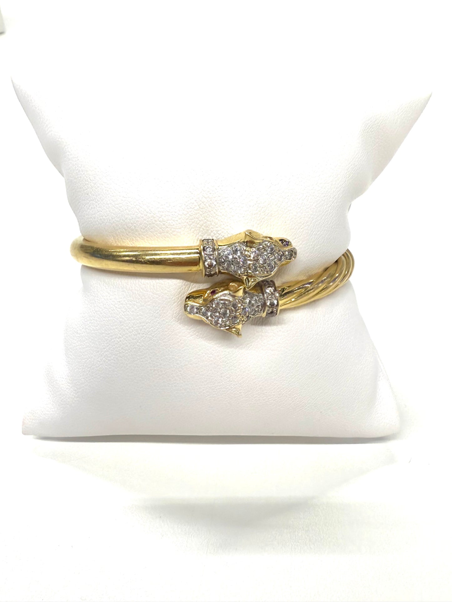 Bracelet Jonc panthère en Or jaune 18k et zirconium