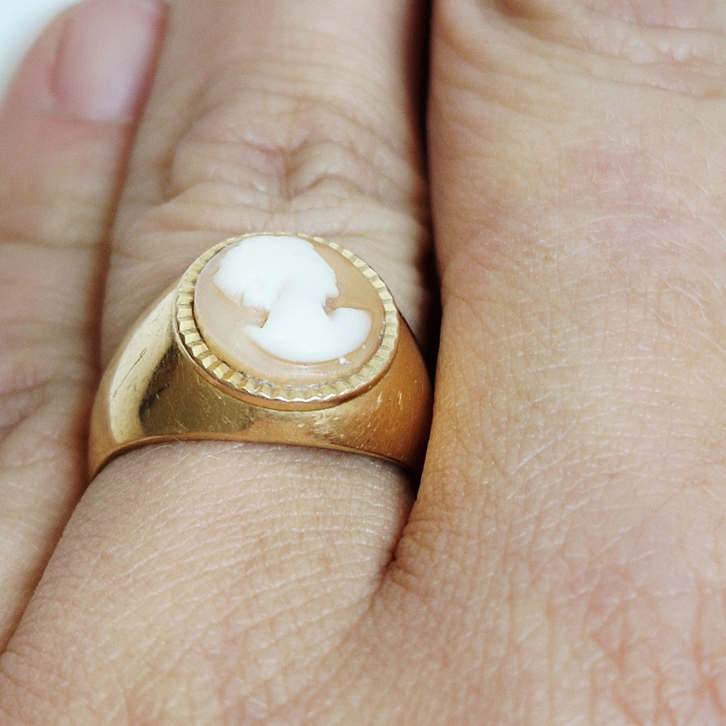 Bague Camée en Or Jaune 18K Taille-54