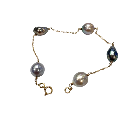 Bracelet Perle de Tahiti Or Jaune 18k 5.29 Grs