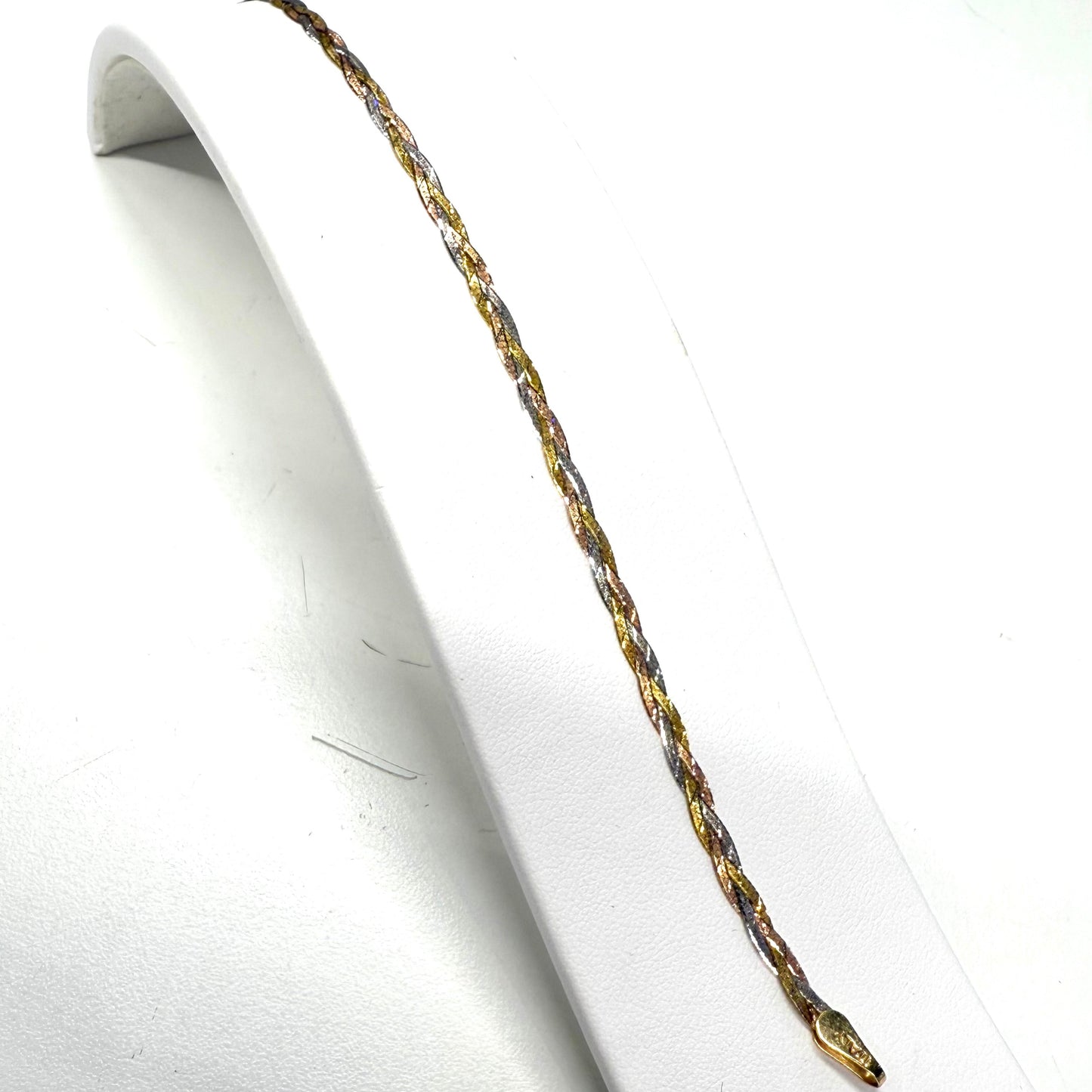 Bracelet Tressé Or Jaune, Blanc, Rose 18k 2.53 Grs