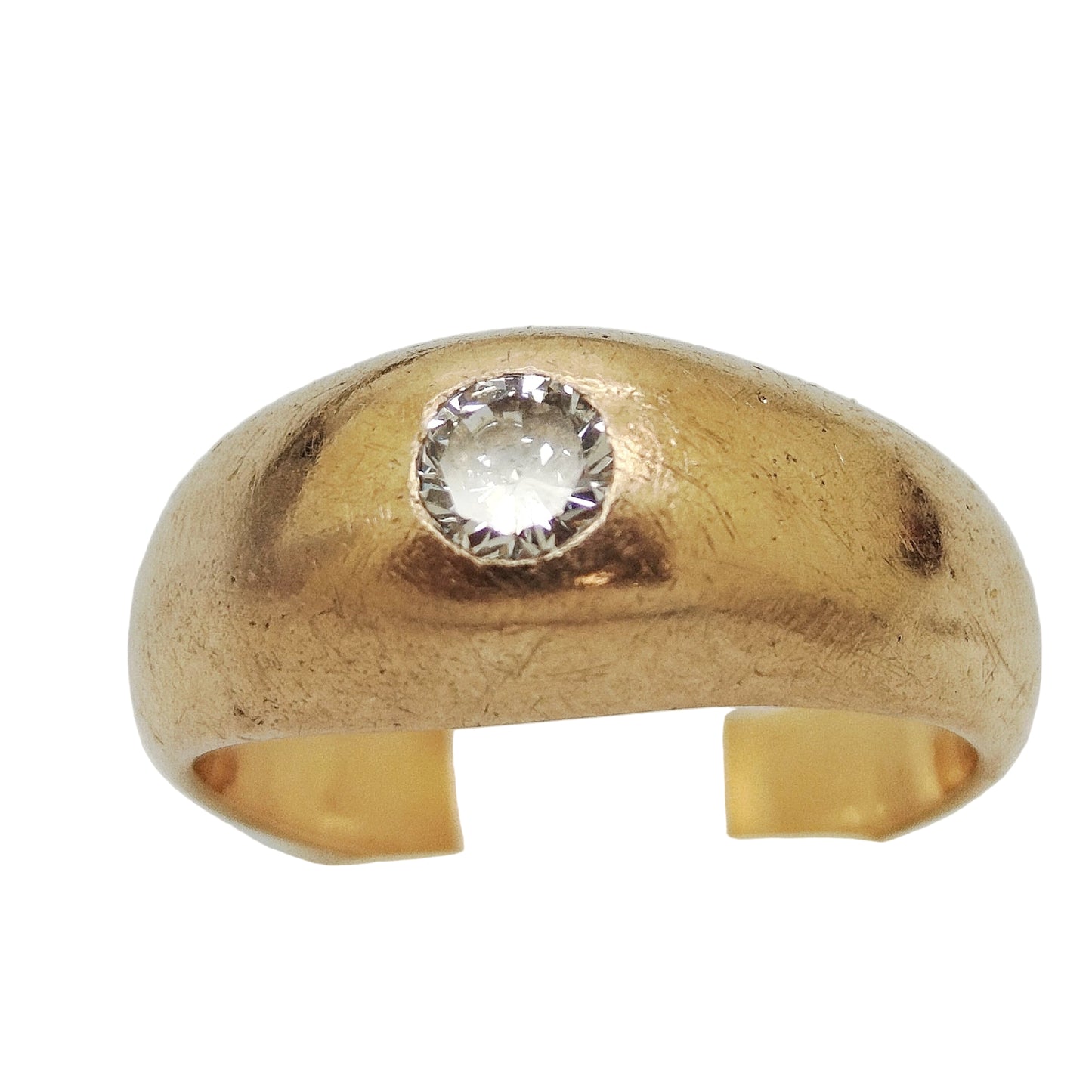 Bague jonc en or jaune 18K avec diamant, taille 53 - 6.89g