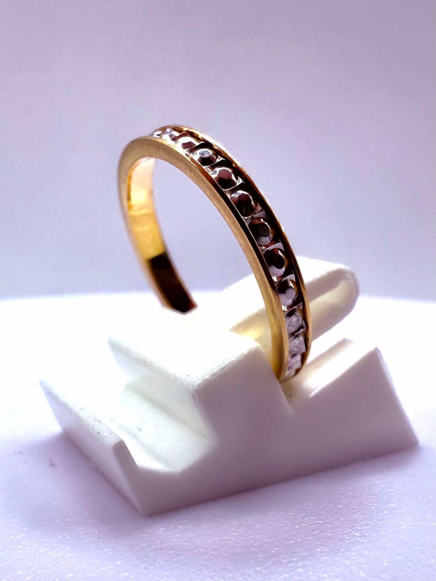 Bague Alliance Tour Complet Or Jaune et Blanc 18K