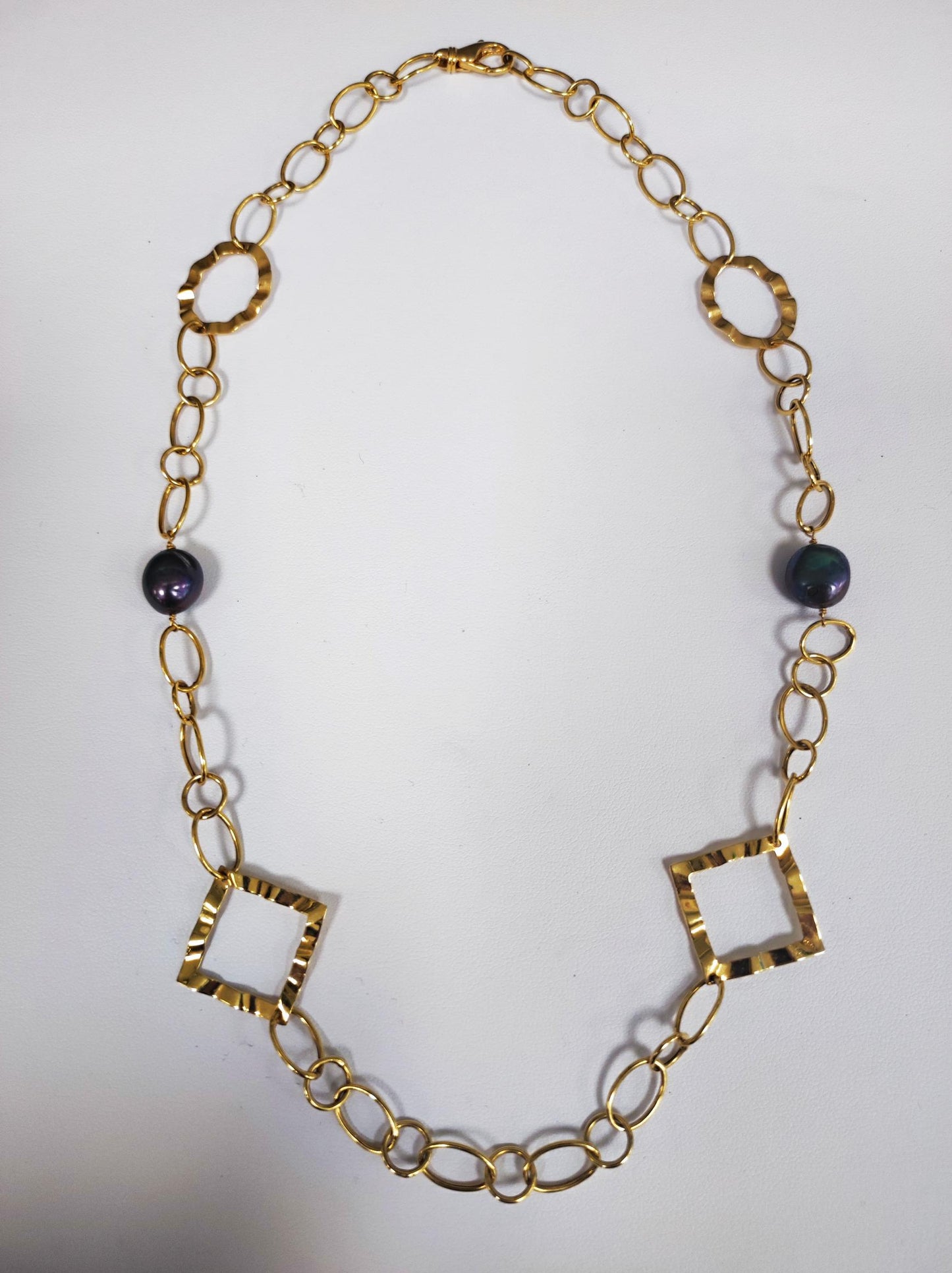 Collier Princesse Or 18K avec Perles Fantaisie Lg 50