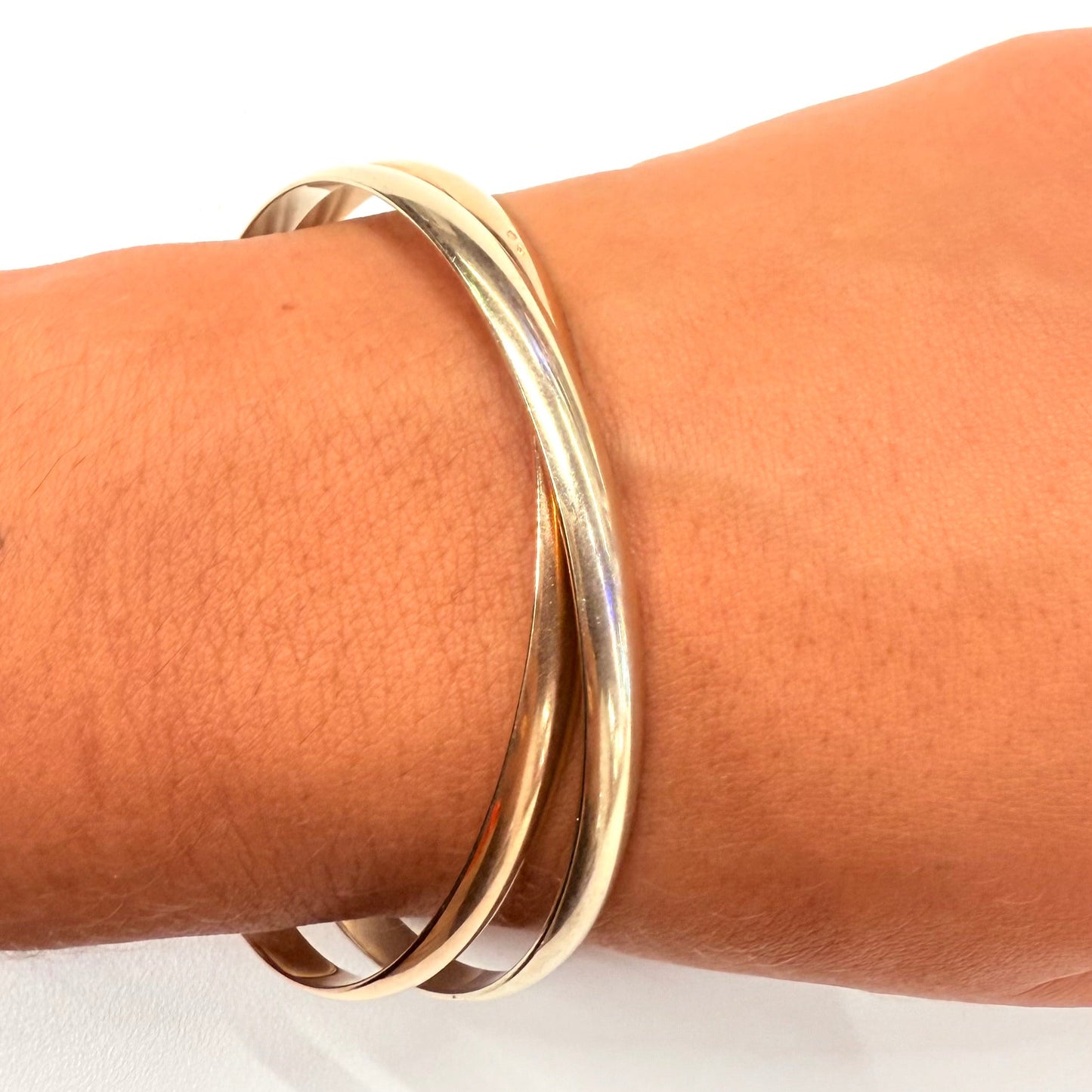 Bracelet Jonc 2 Joncs Or Blanc et Or Rose 18k 38.22 Grs