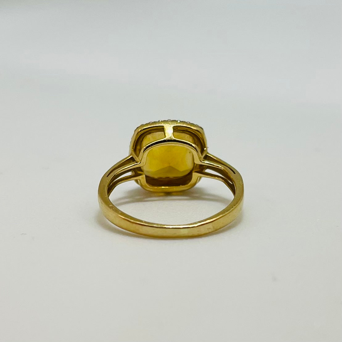 Bague Citrine et Diamants en Or Jaune 18K Taille-47.5