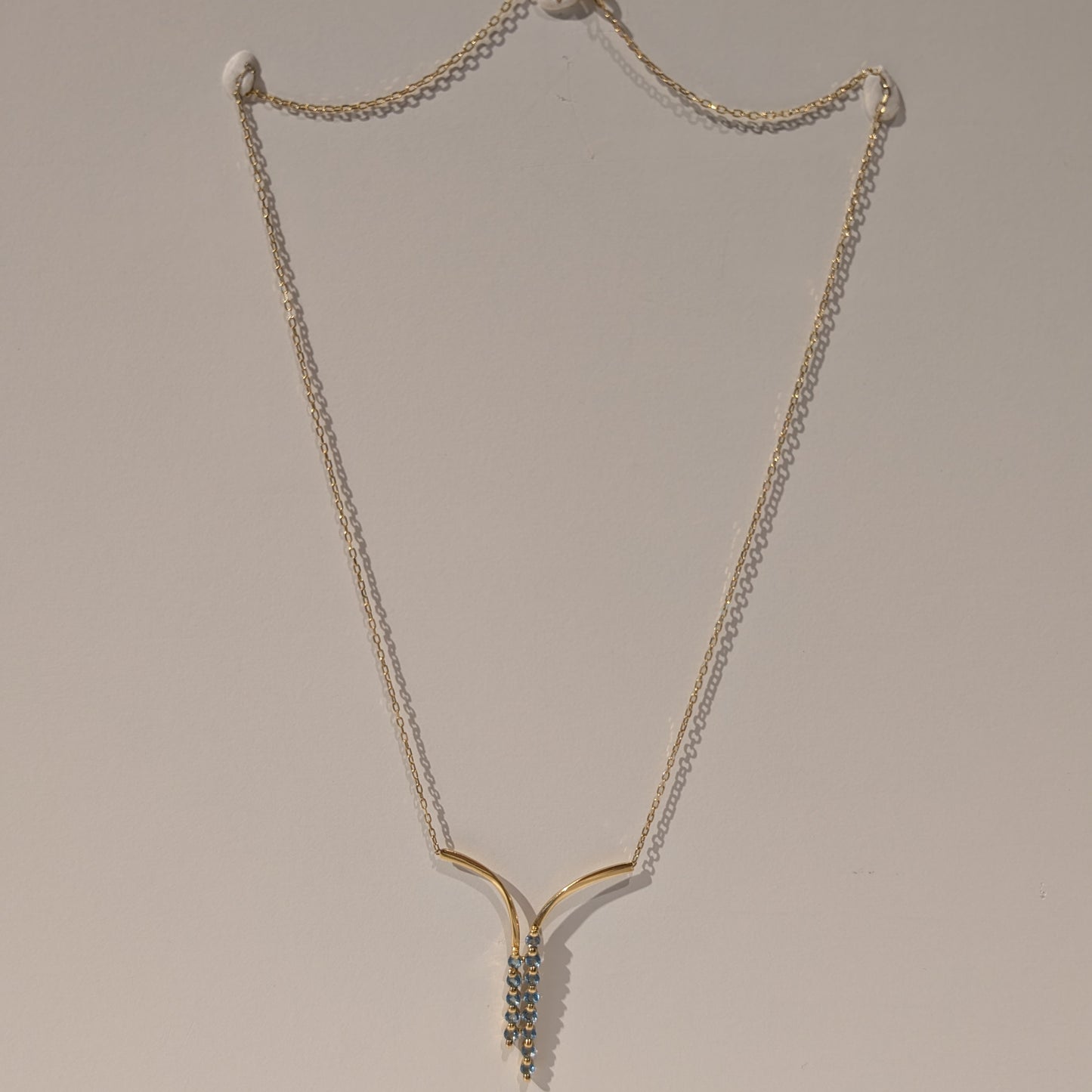 Collier Princesse Or Jaune 18k avec Topazes Bleues