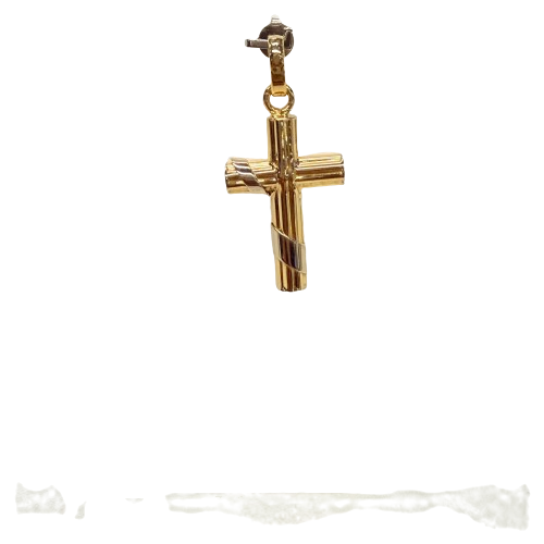 Pendentif Croix en Or Jaune et Blanc 18k Poids - 3.68 Grs
