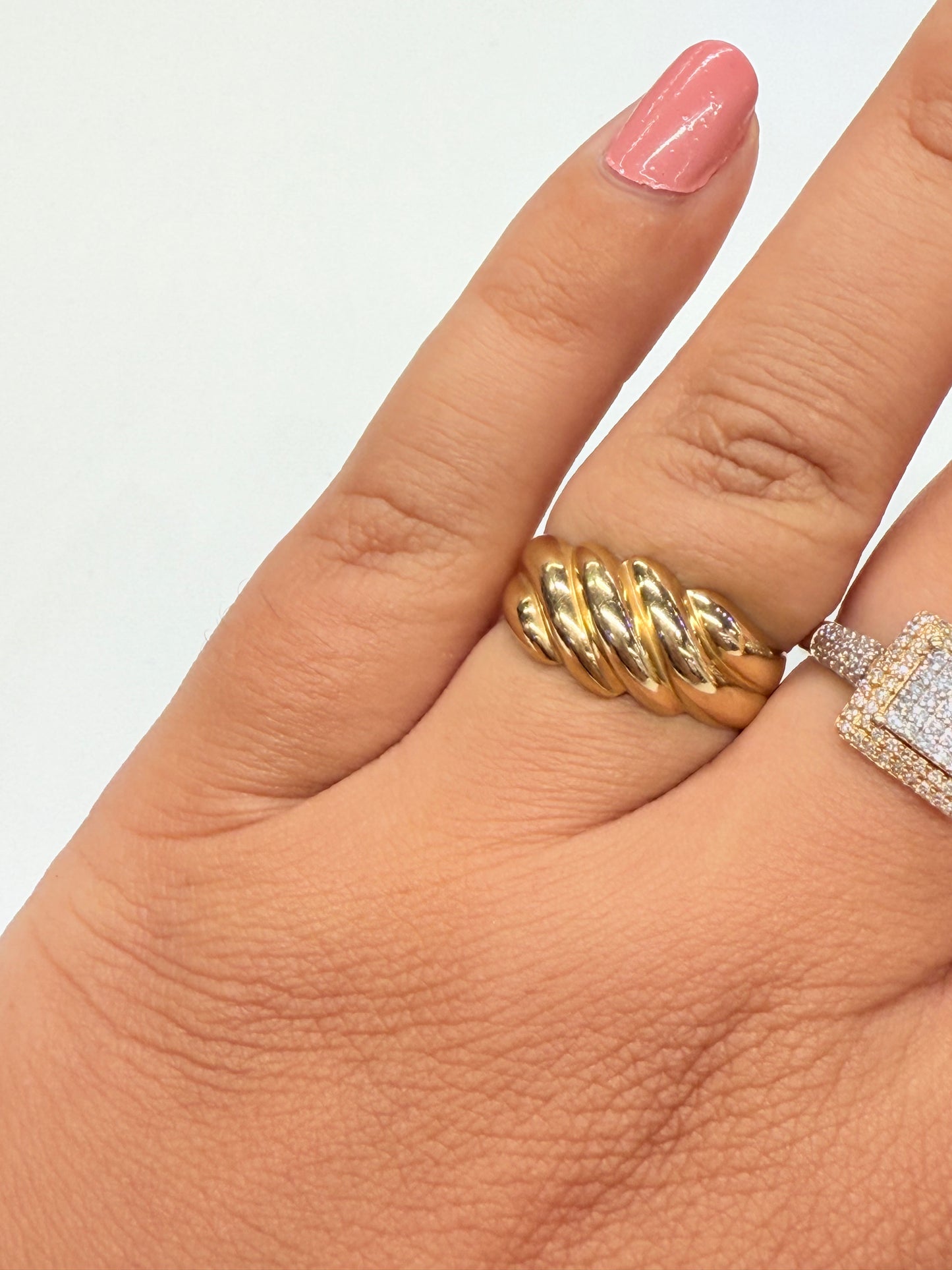 Bague Or Jaune Travaillée 18k Taille 56