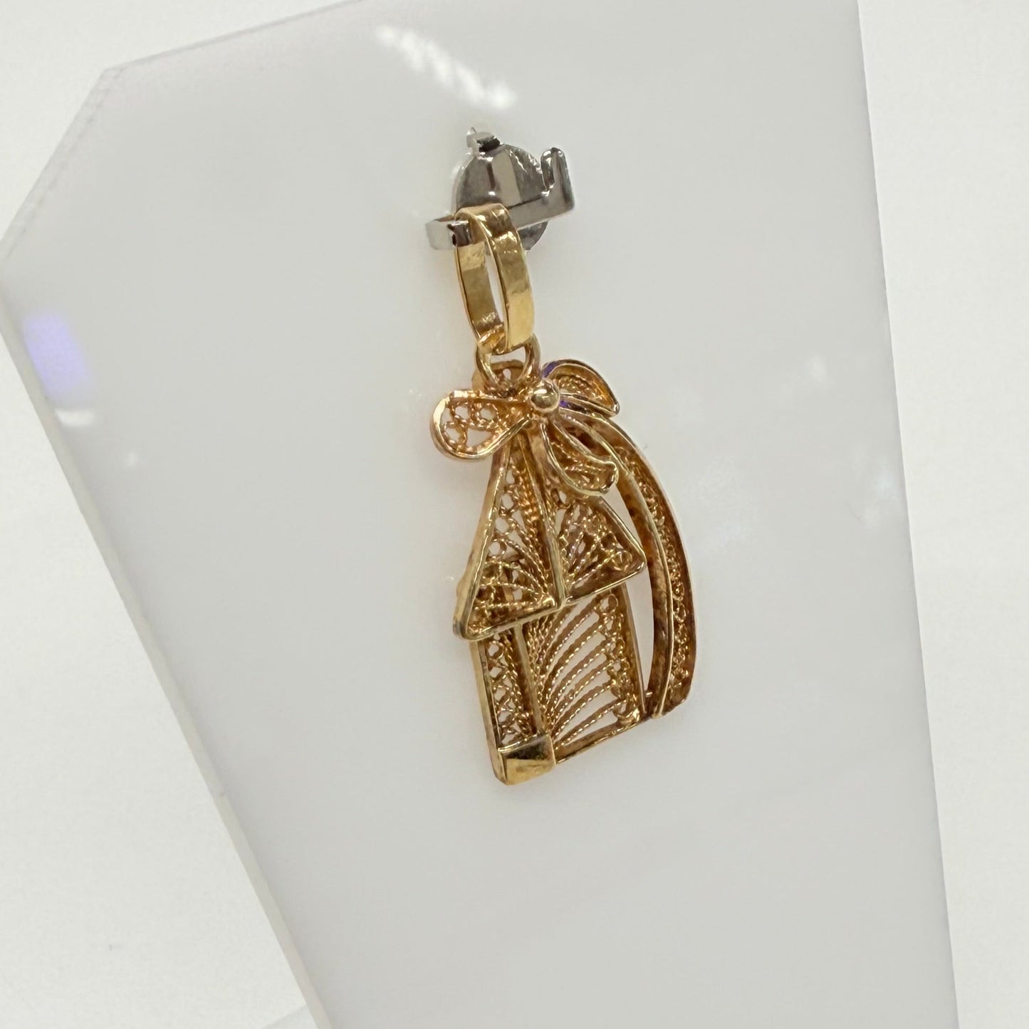 Pendentif Maison en Or Rose avec Palmier