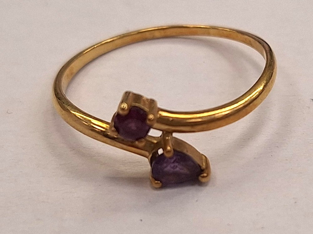Bague Or Jaune 18 Carats avec Améthyste Naturelle