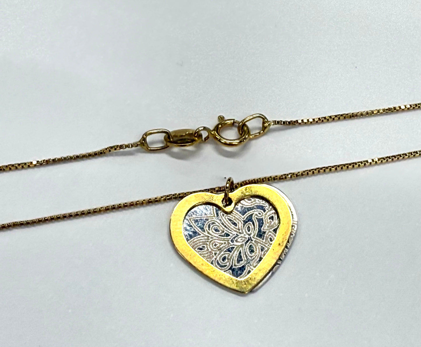 Collier Coeur en Or Jaune et Blanc 18k 1.92 Grs