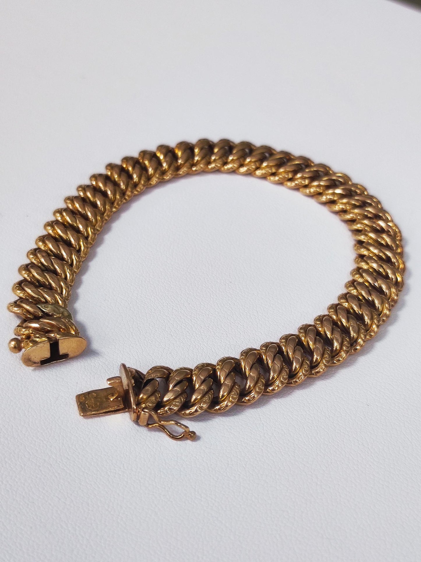 Bracelet Maille Américaine en Or Jaune 18K Lg 19cm