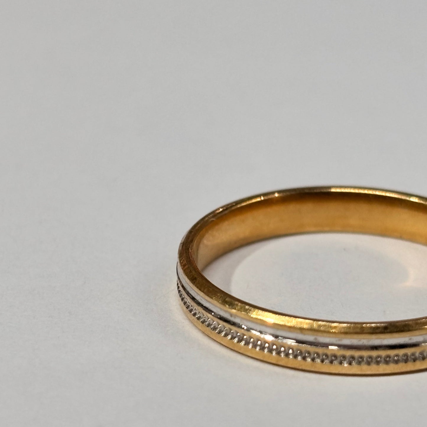 Bague Alliance en Or Jaune et Blanc 18K Taille-54