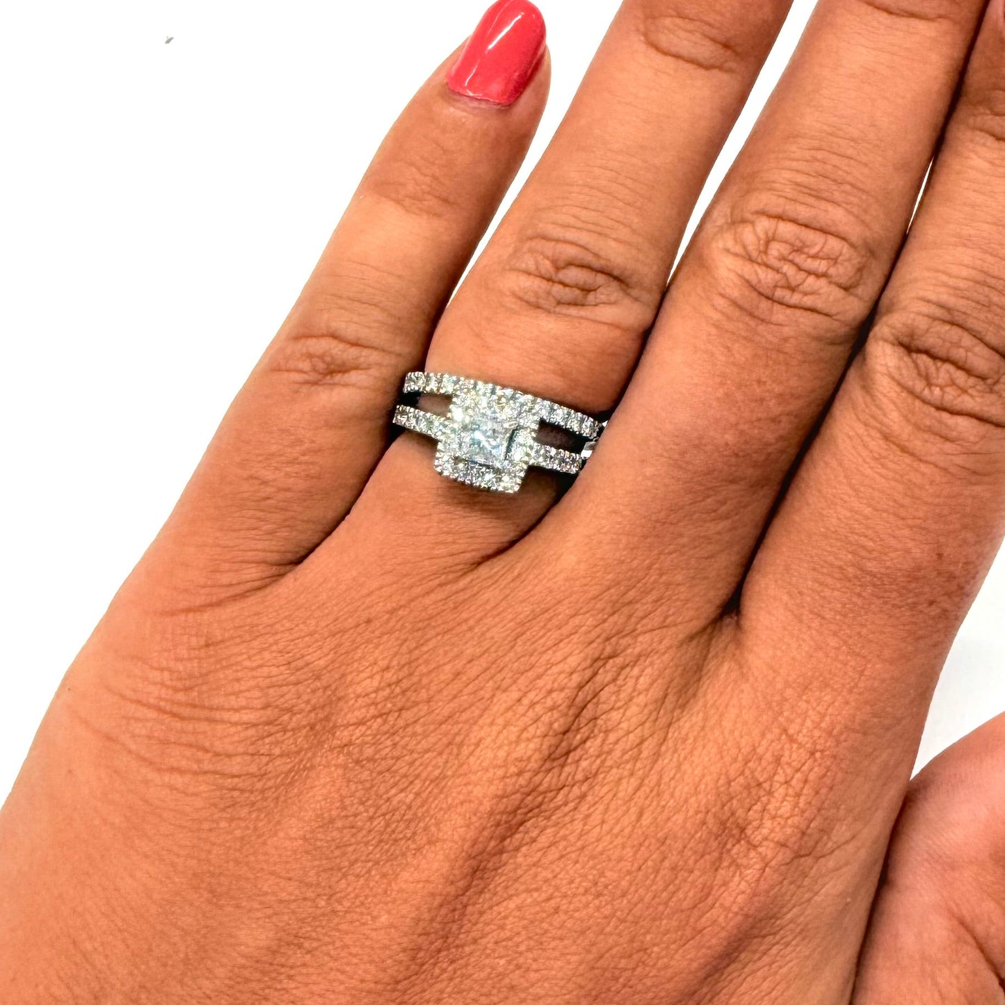Bague demi-tour solitaire en Or Blanc 18K avec diamants 6.45 Grs - Taille 49