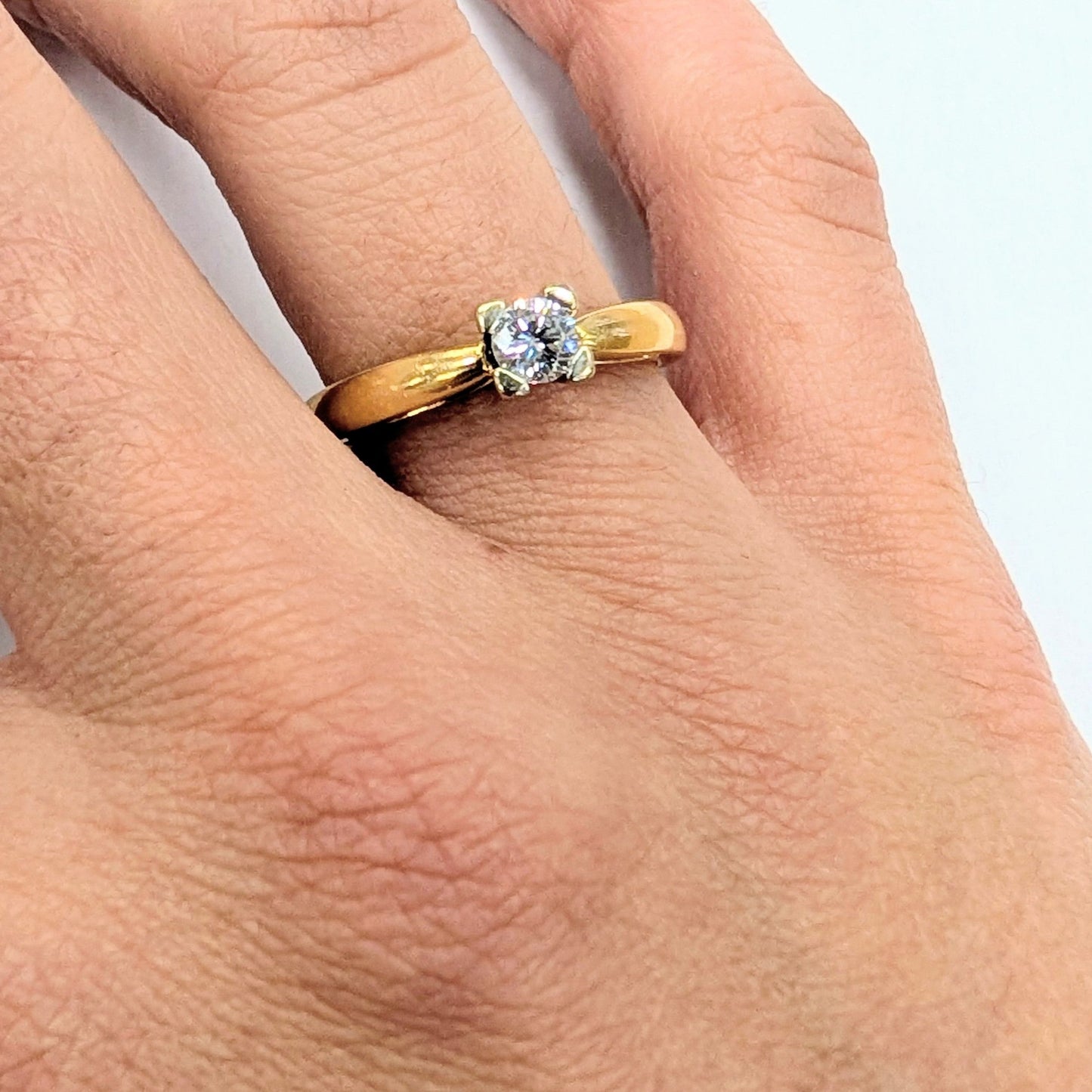 Solitaire Or Jaune 18K avec Taille-53