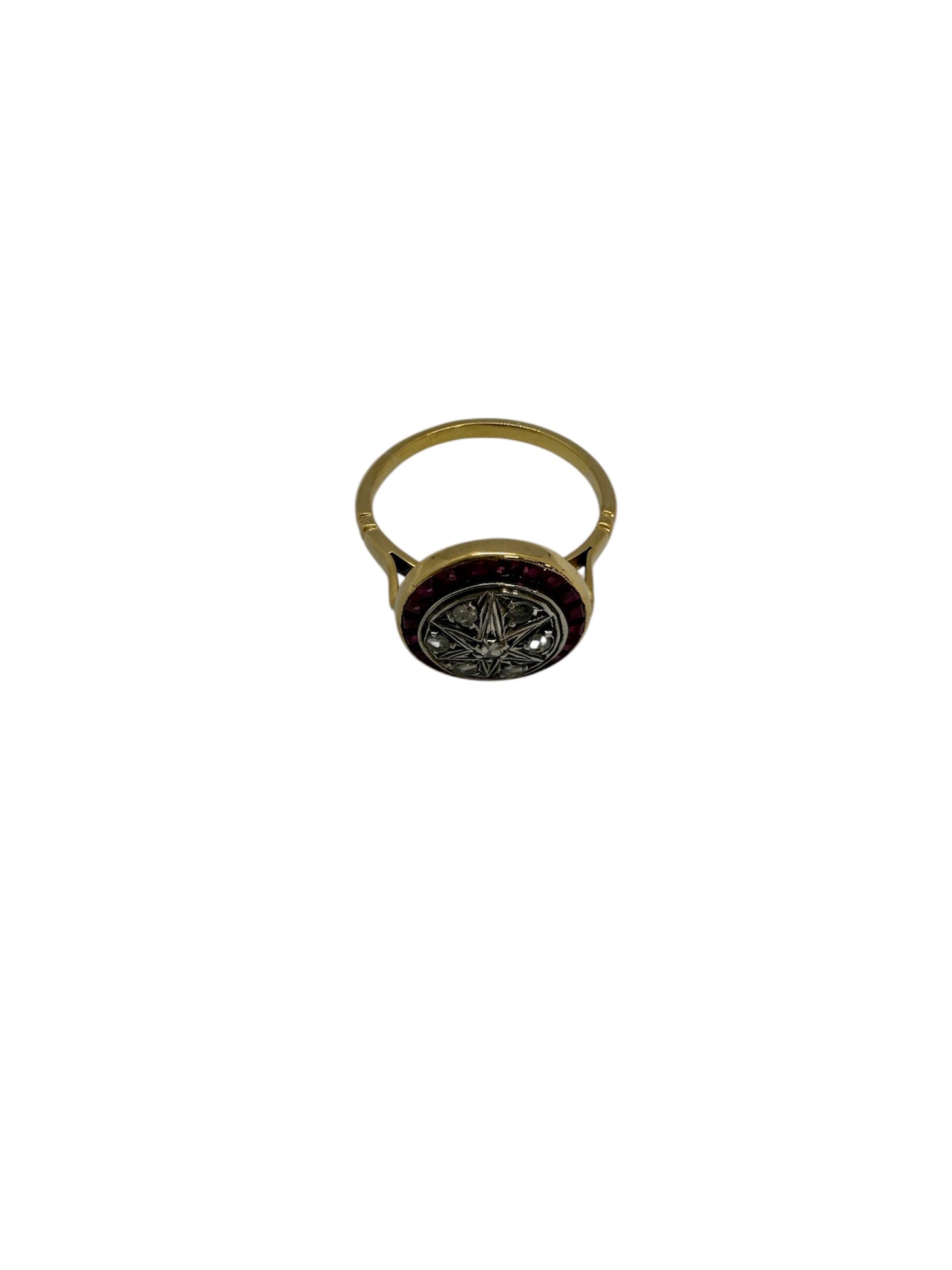 Bague en Or Jaune avec Diamants et Rubis 18 Carats