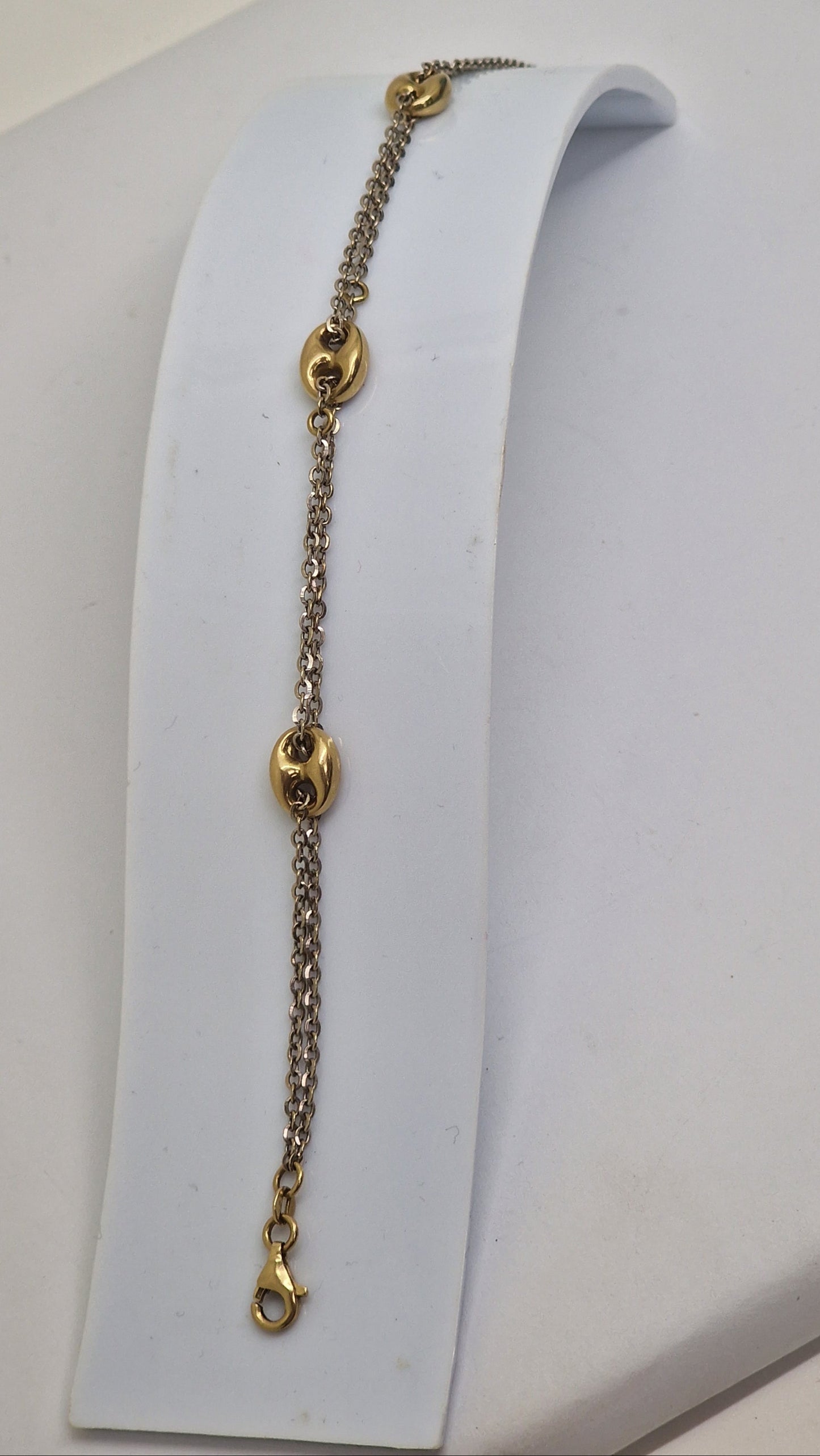 Bracelet Maillon Or Jaune et Or Gris 18K