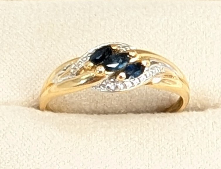 Bague en or jaune 18K avec saphir naturel 1.80 Grs - Taille 55