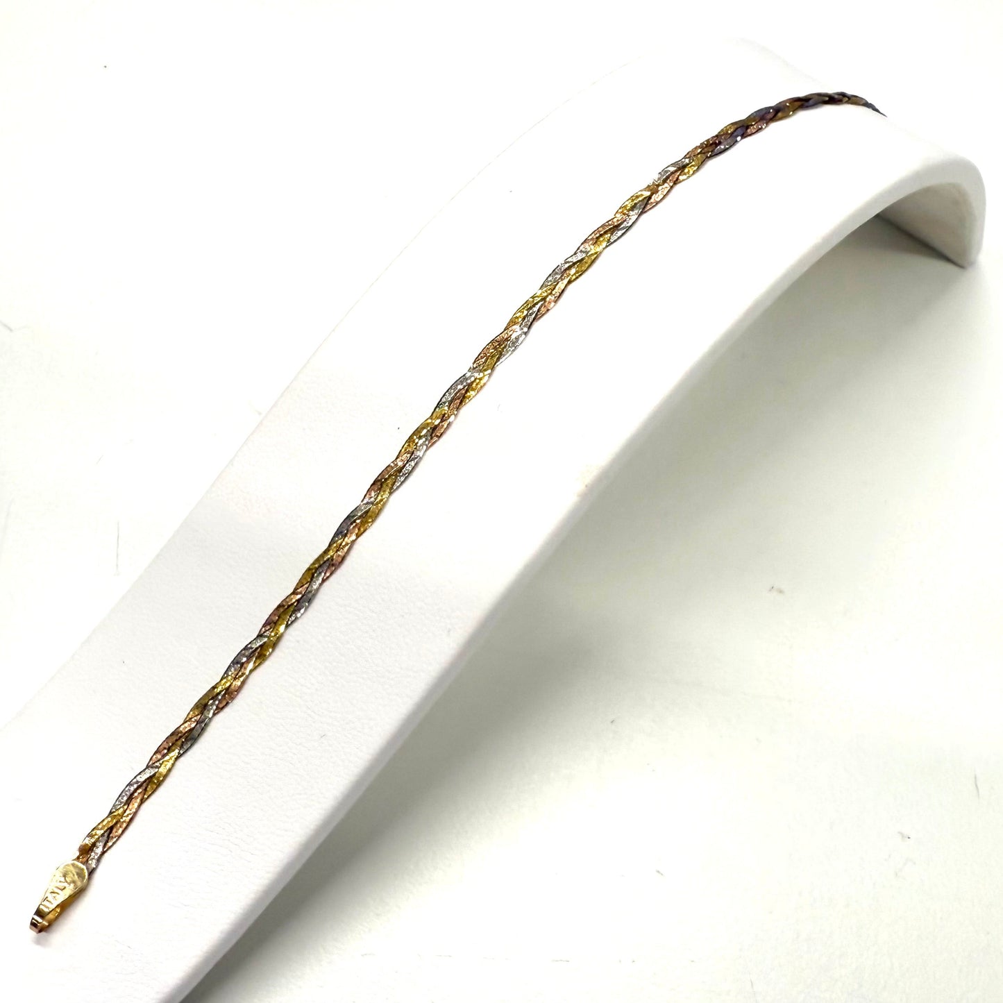 Bracelet Tressé Or Jaune, Blanc, Rose 18k 2.53 Grs