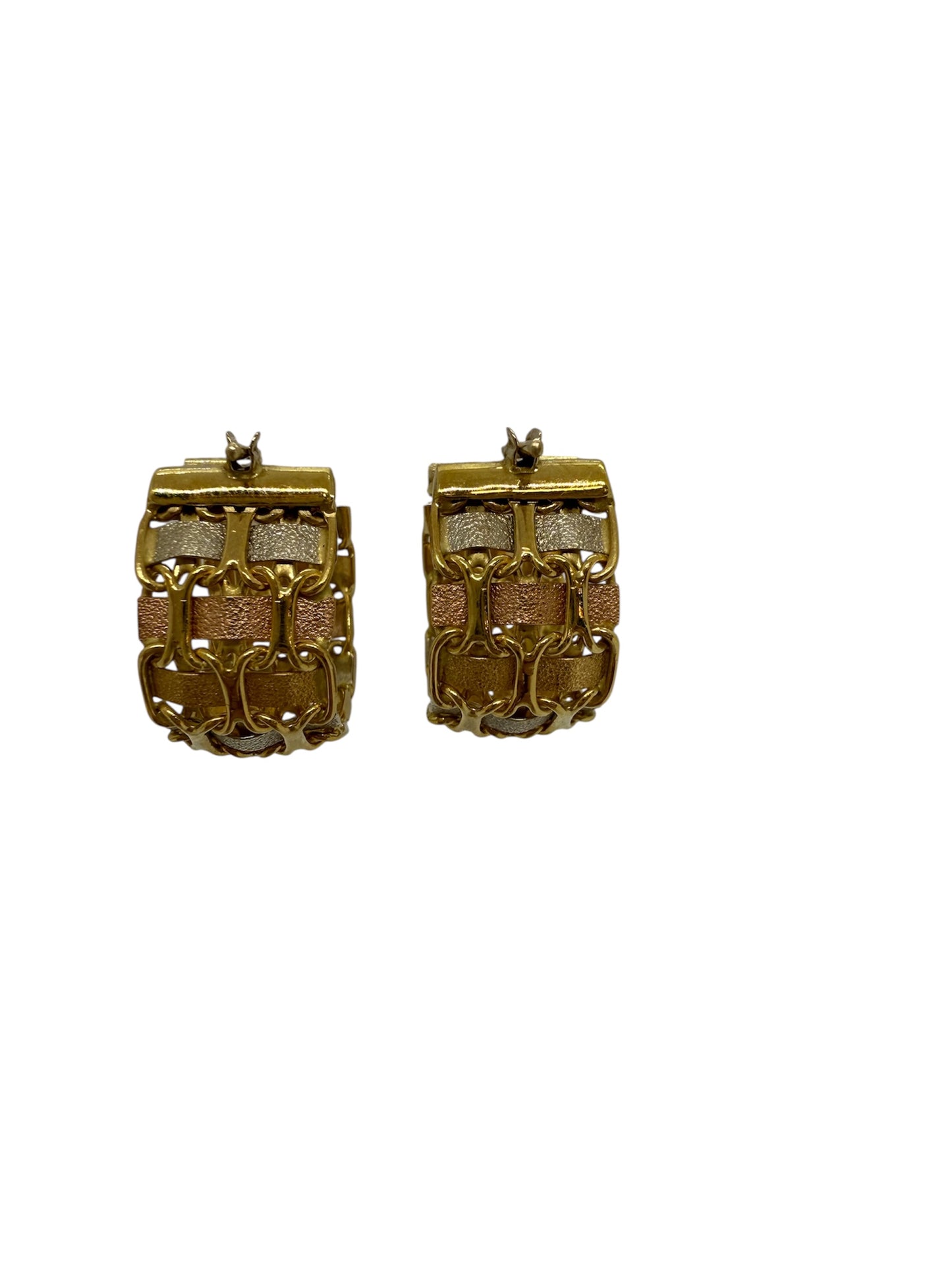 Boucles d'oreilles créoles en or tricolore 18K 10.47 Grs