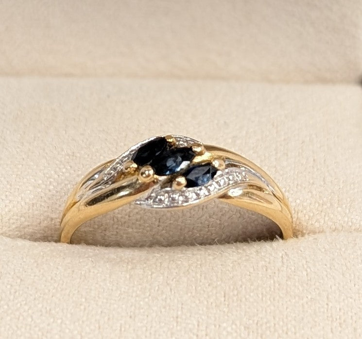 Bague en or jaune 18K avec saphir naturel 1.80 Grs - Taille 55