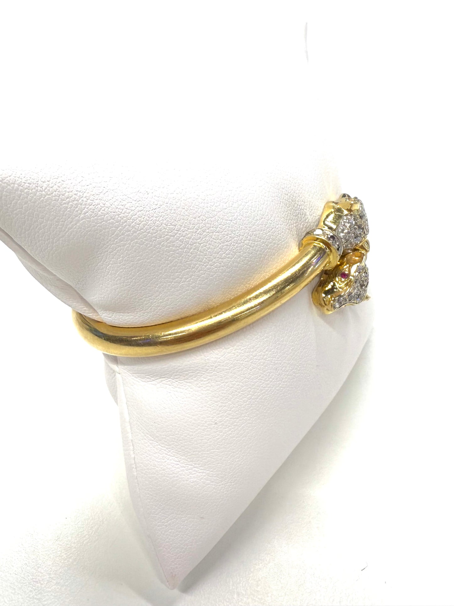 Bracelet Jonc panthère en Or jaune 18k et zirconium