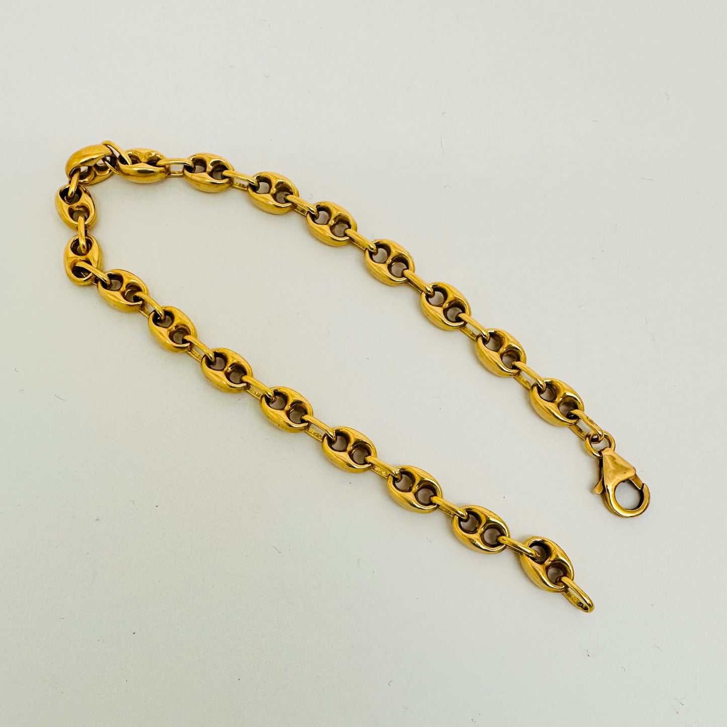 Bracelet Maillon Grain de Café Or Jaune 18K 10.08 Grs