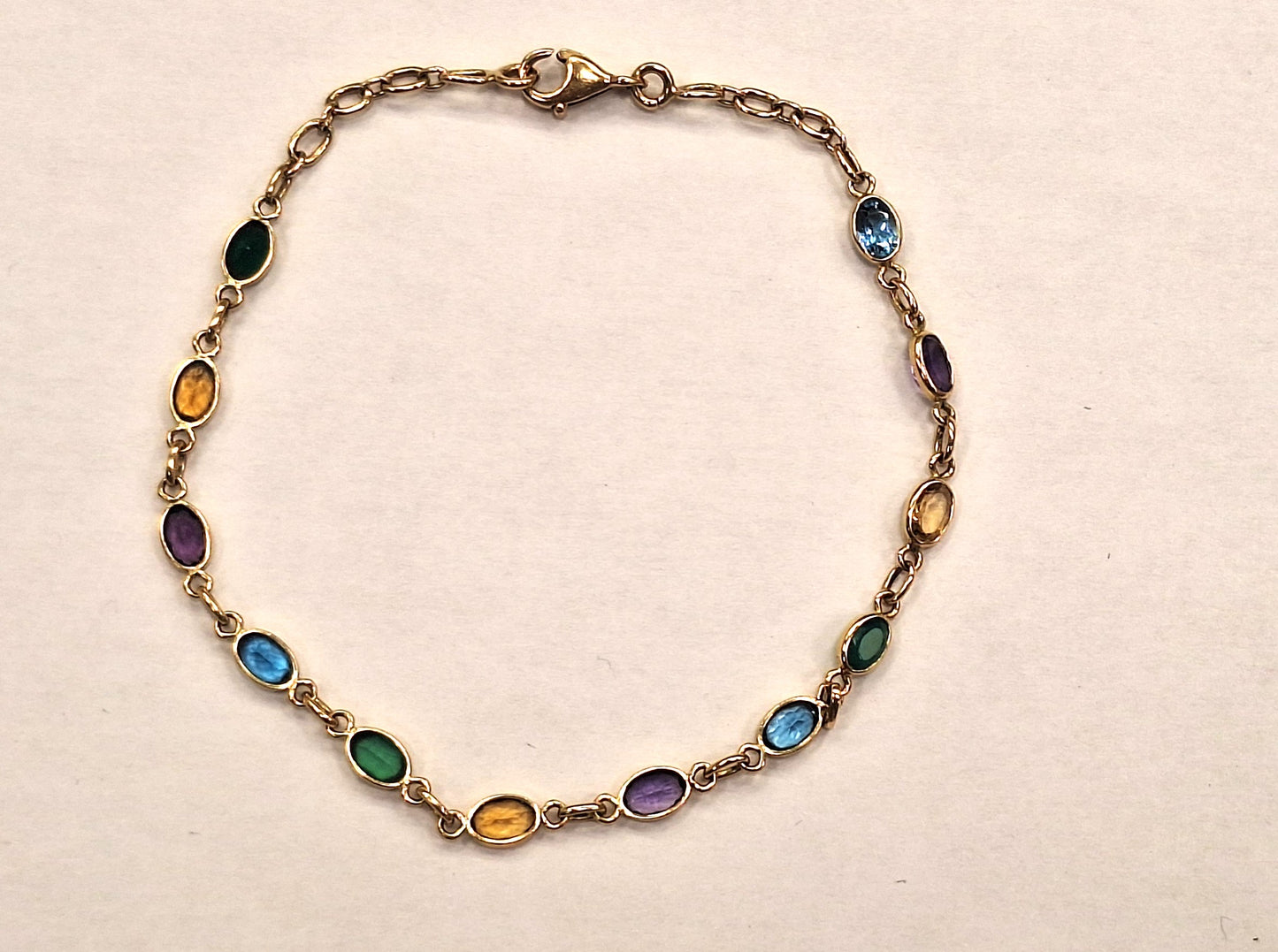 Bracelet Maillon en Or Jaune 18K avec Pierres Naturelles