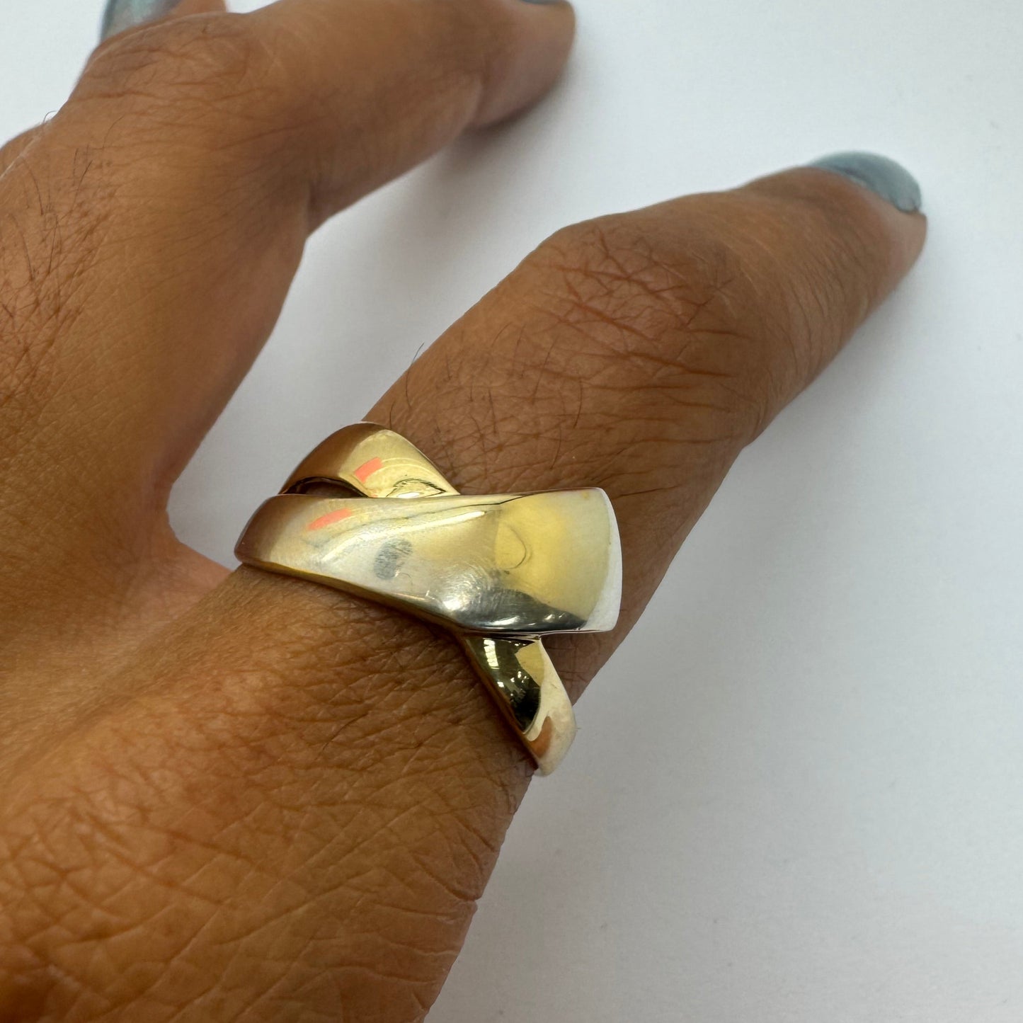 Bague Jonc Or Jaune et Blanc 18K T59