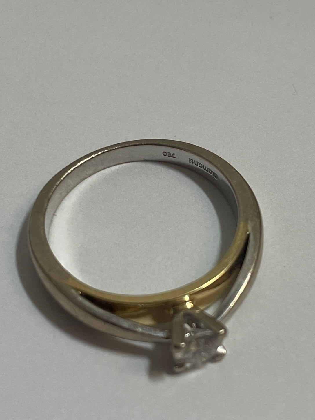 Solitaire diamant en or blanc et jaune 18K Taille-52