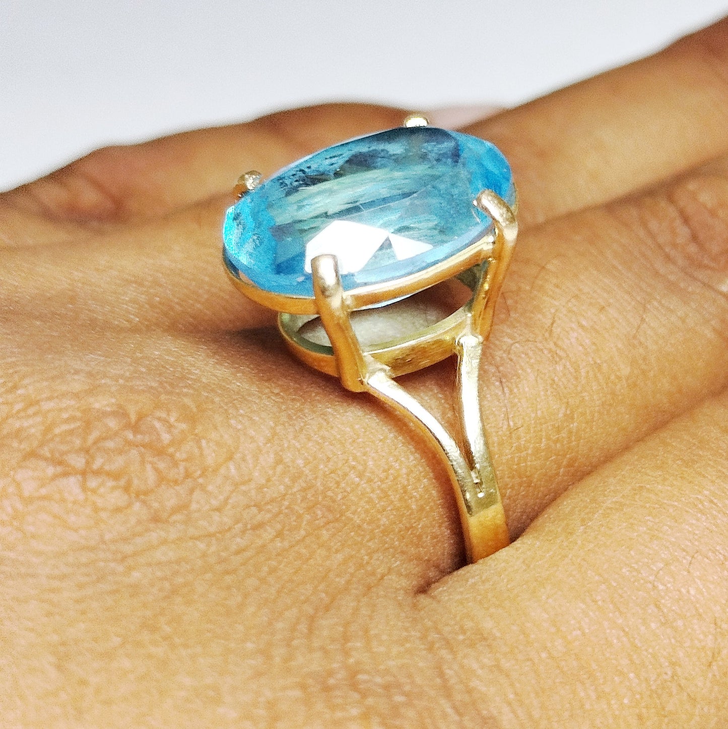 Bague en Or Jaune 18 Carats avec Topaze – Taille 63