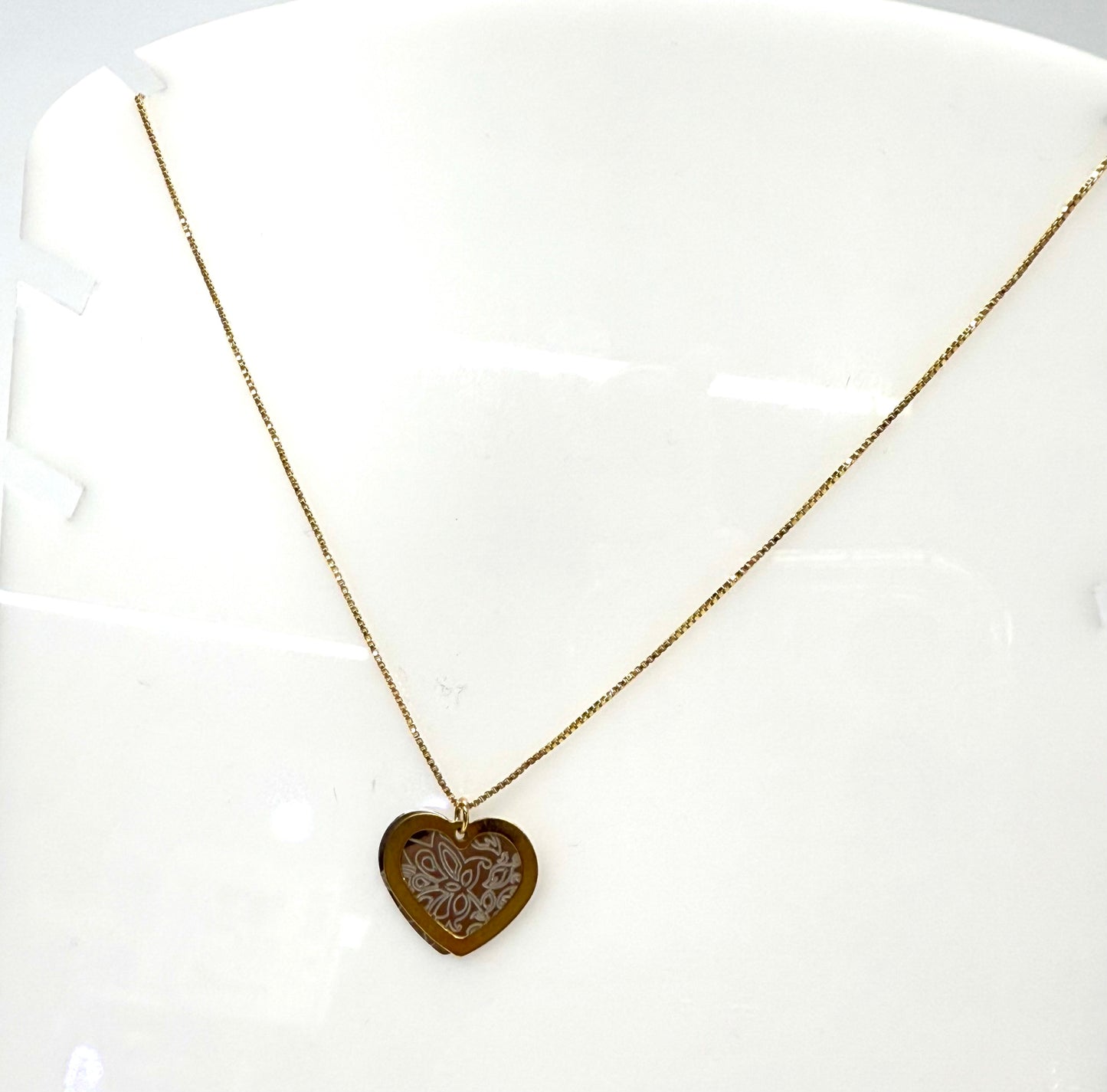 Collier Coeur en Or Jaune et Blanc 18k 1.92 Grs