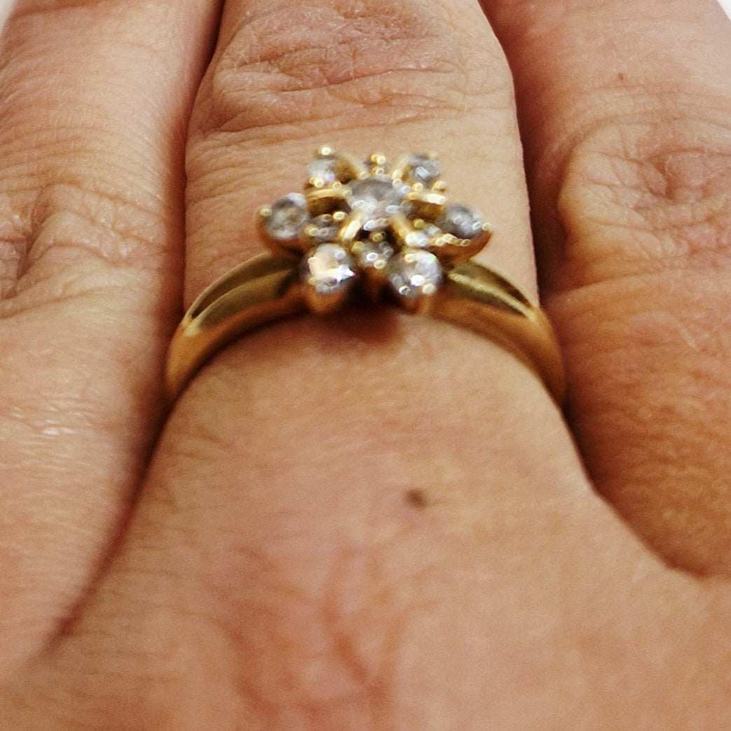 Bague Marguerite en Or Jaune 18K Taille-55