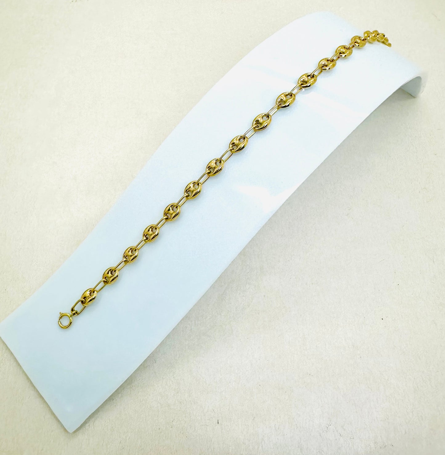 Bracelet Grain de Café en Or Jaune 18k Lg 17cm