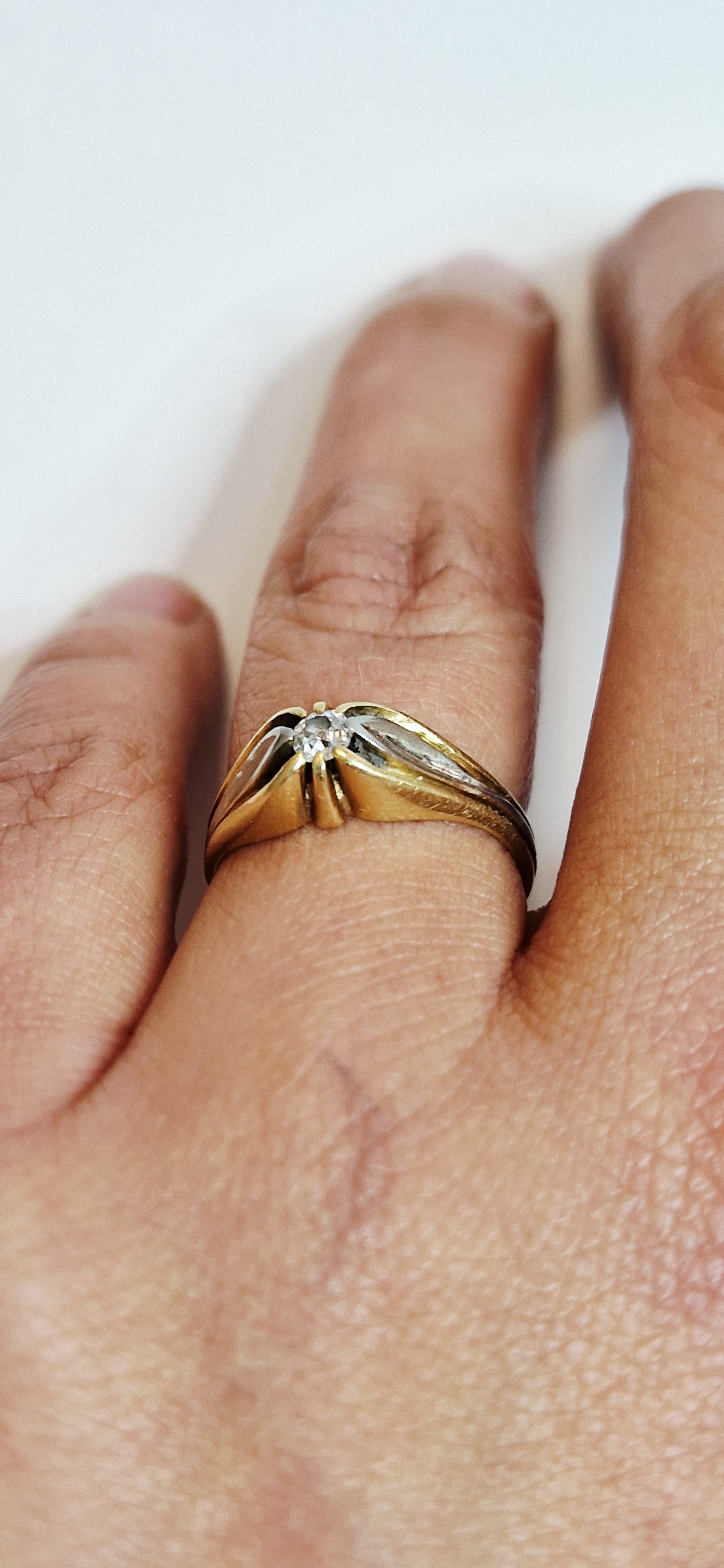 Solitaire en Or Jaune 18K Taille-56
