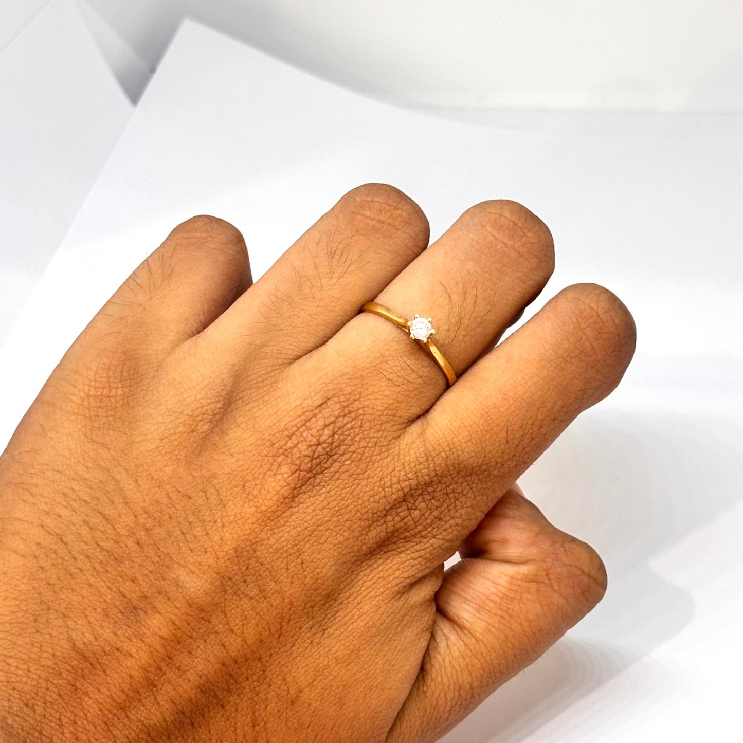 Bague solitaire en Or jaune 18K T.55