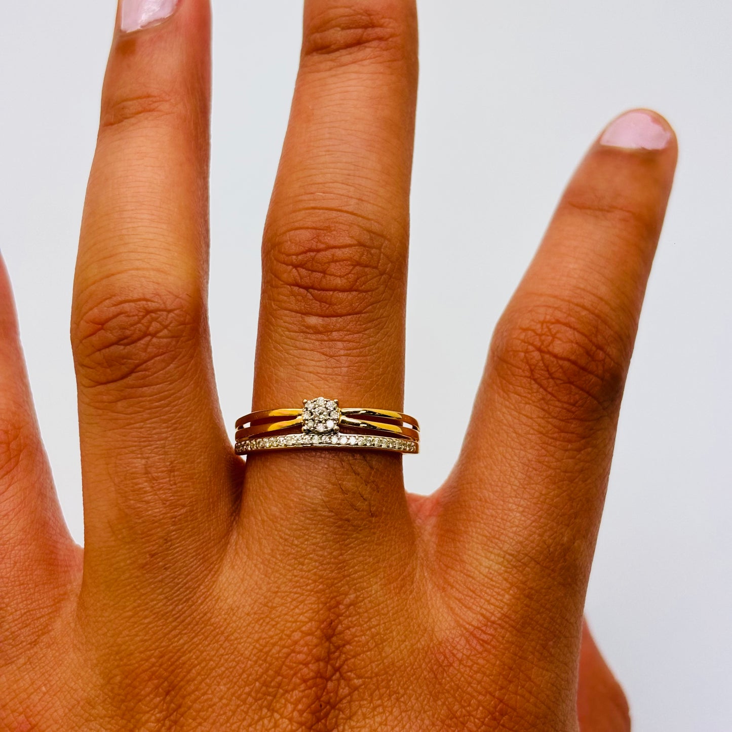 Bague Solitaire en Or Jaune 18 Carats avec Diamants - T 65