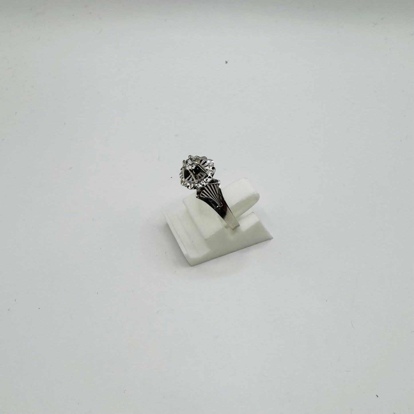 Bague Chou en Or Blanc 18 K avec Oxyde de Zirconium - T51 cm