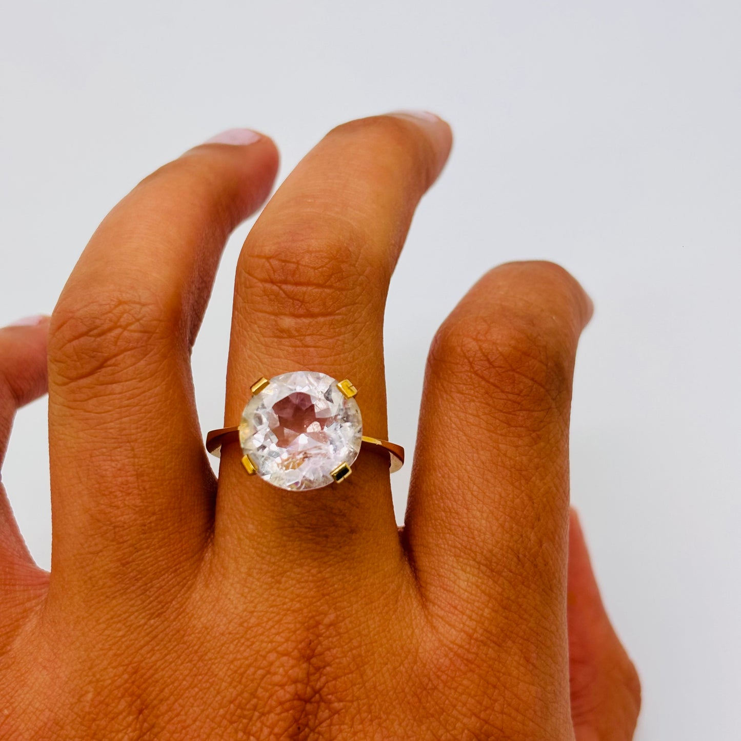Bague Solitaire Or Jaune 18 Carats avec Topaze - T 64