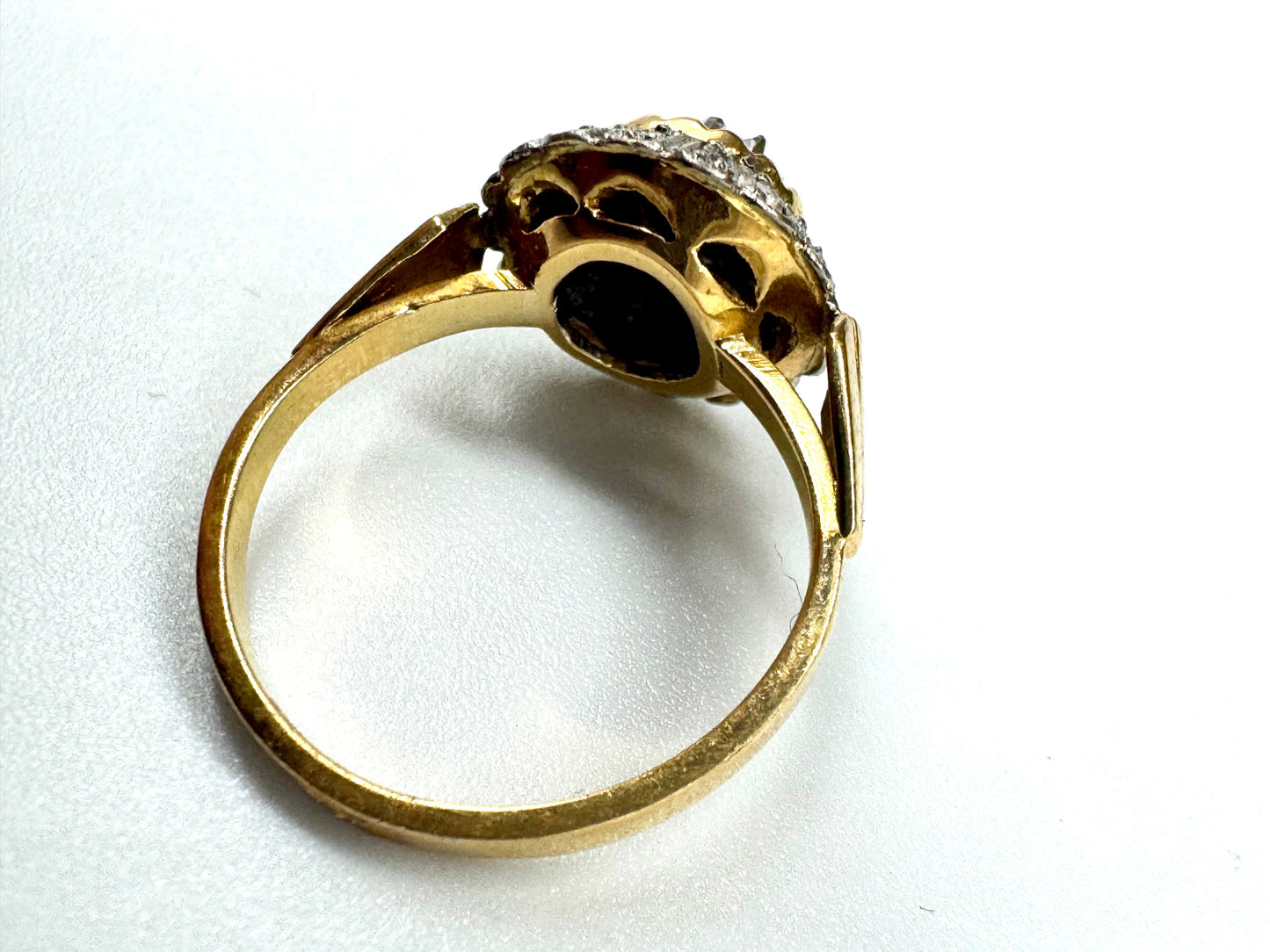 Solitaire Marguerite en Or Jaune et Blanc 18K Taille-49