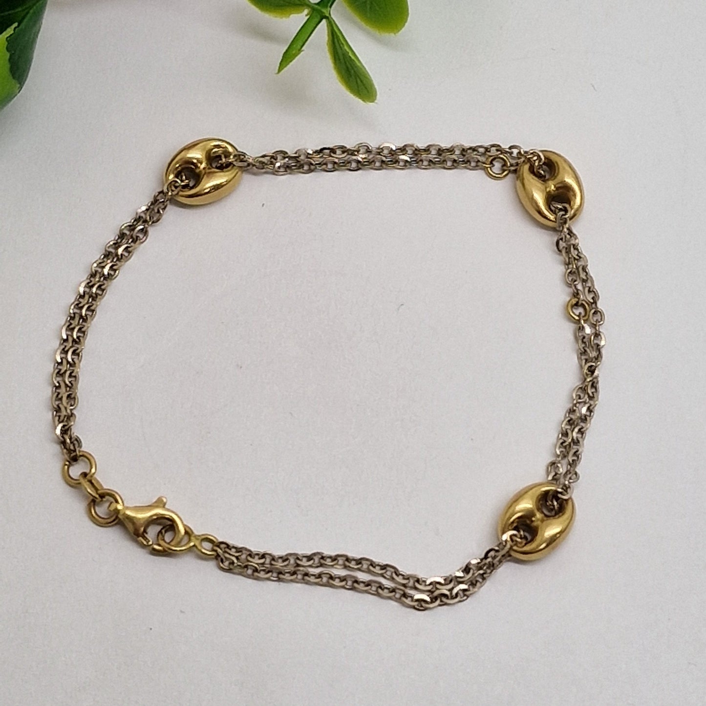 Bracelet Maillon Or Jaune et Or Gris 18K