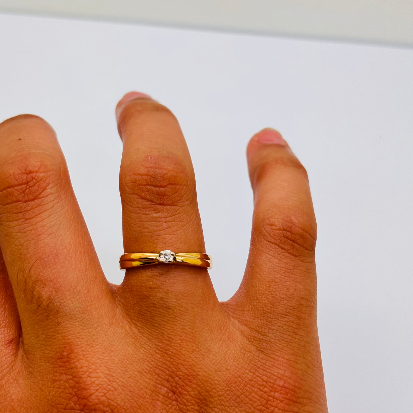 Solitaire Diamant en Or Jaune 18 Carats - T 56