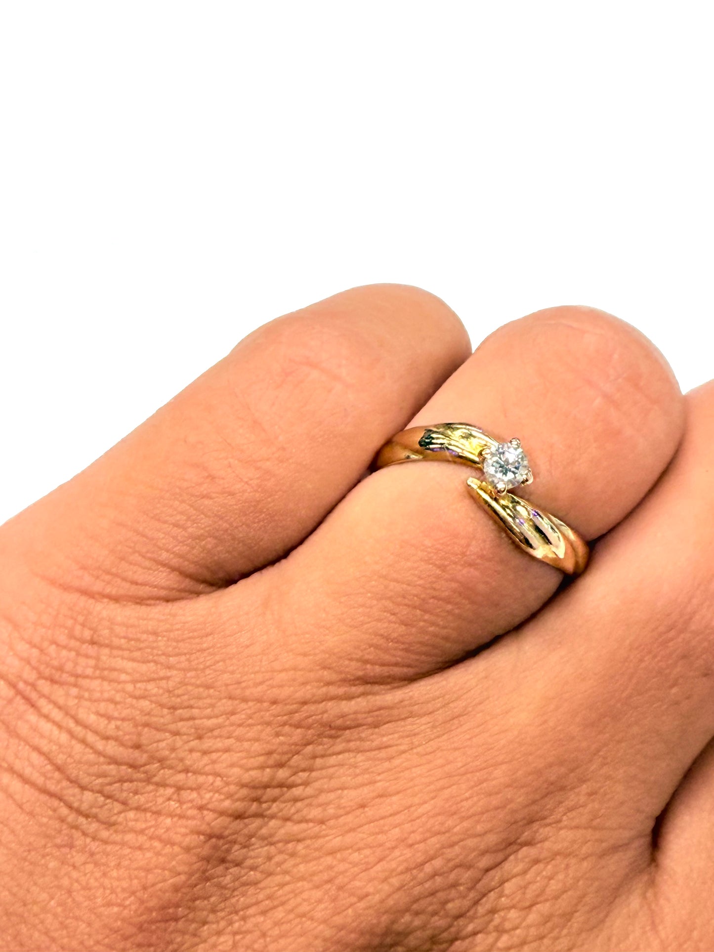 Solitaire en diamant en or jaune 18k Taille-54