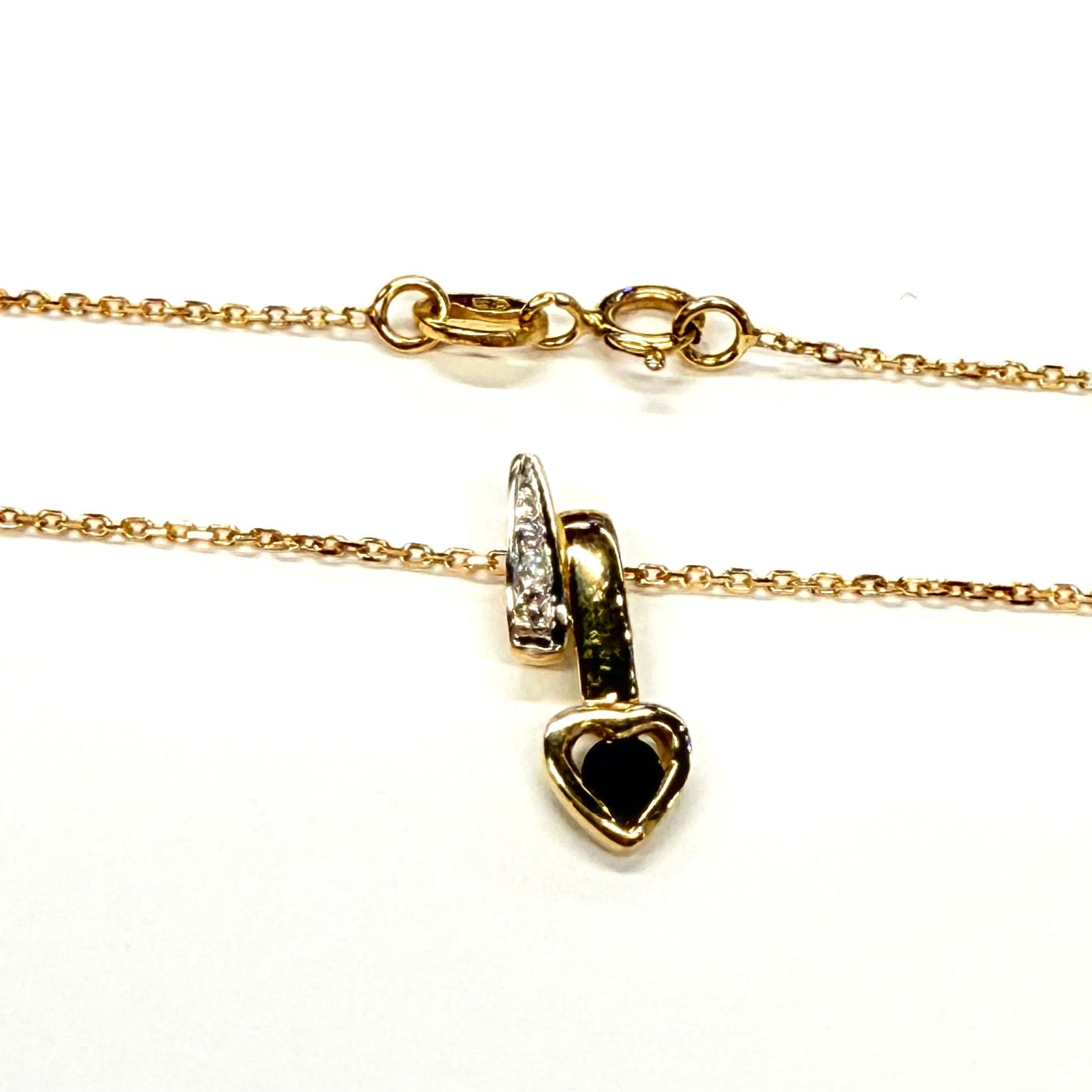 Collier Princesse Or Jaune et Blanc 18k avec Saphir et Diamant 1.81 Grs