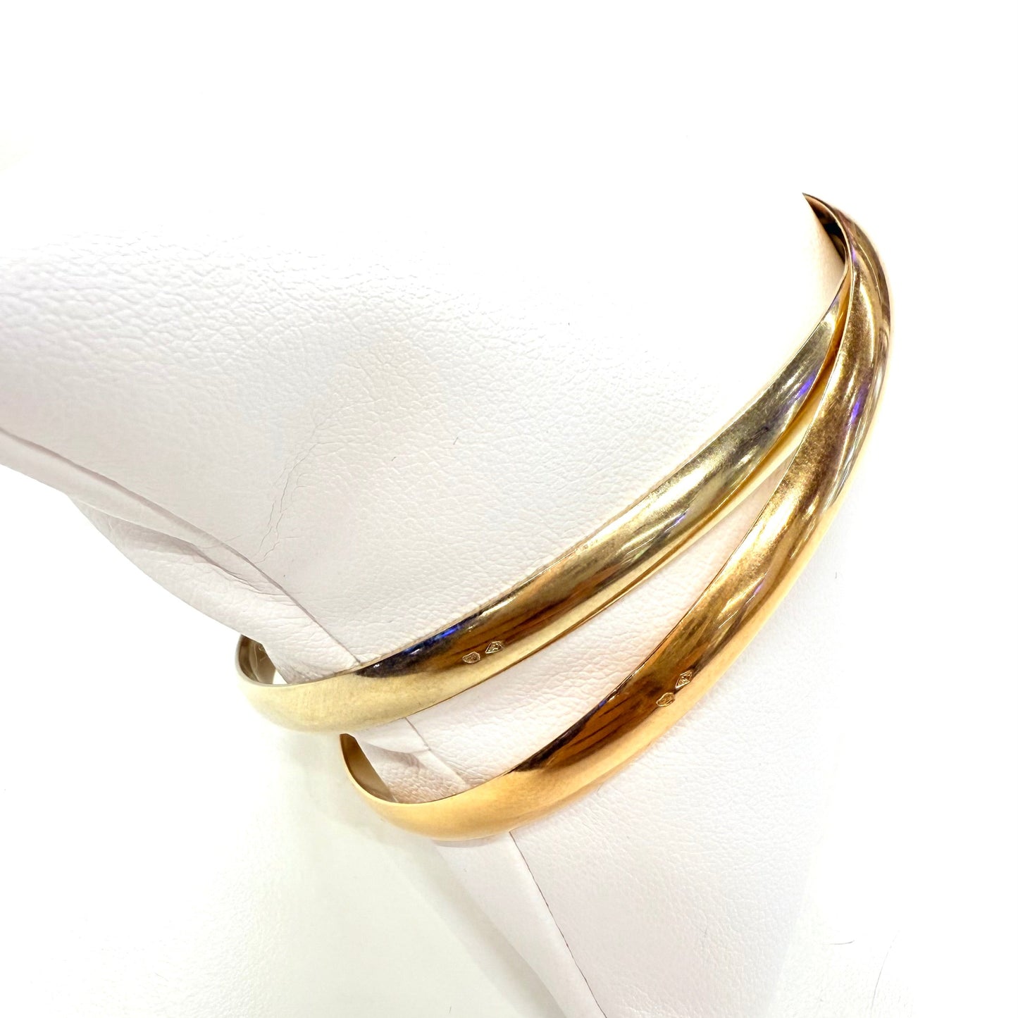 Bracelet Jonc 2 Joncs Or Blanc et Or Rose 18k 38.22 Grs